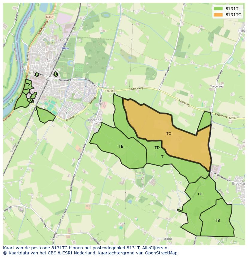 Afbeelding van het postcodegebied 8131 TC op de kaart.
