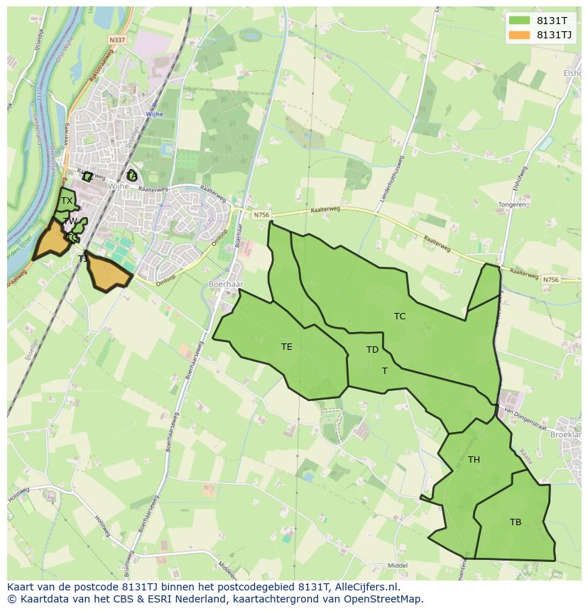 Afbeelding van het postcodegebied 8131 TJ op de kaart.