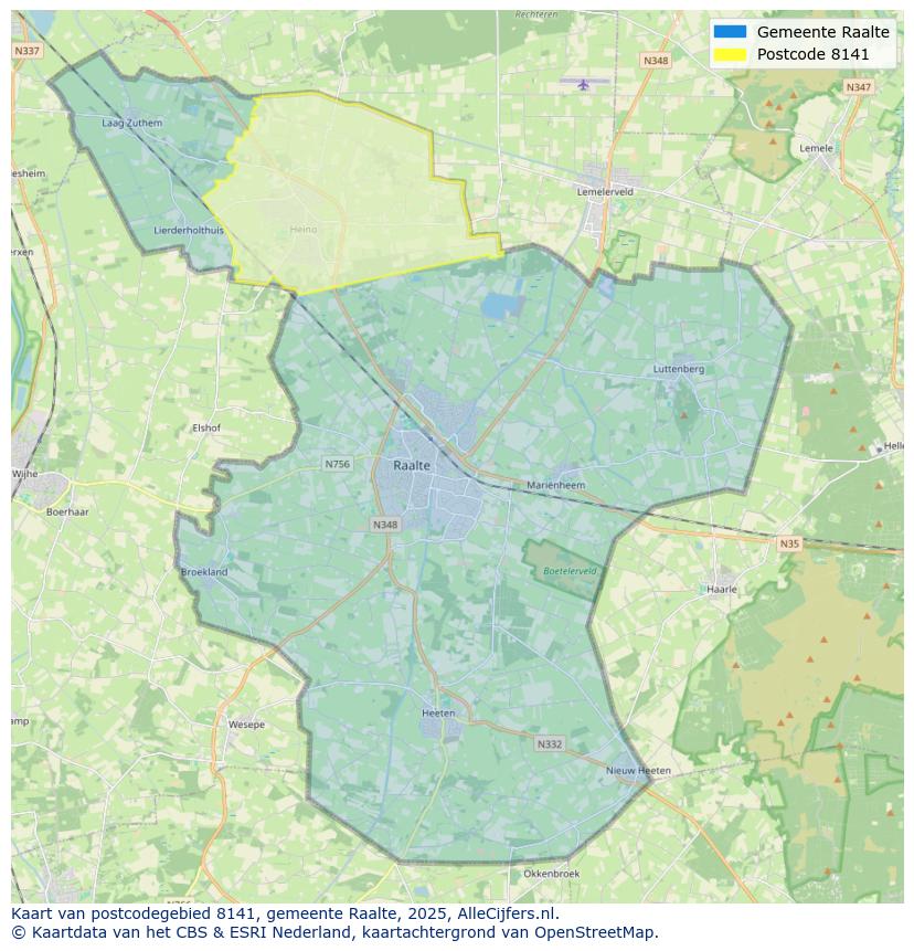 Afbeelding van het postcodegebied 8141 op de kaart.