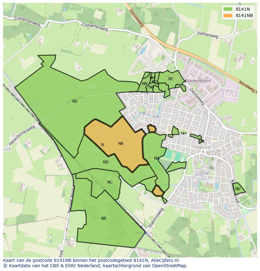 Afbeelding van het postcodegebied 8141 NB op de kaart.