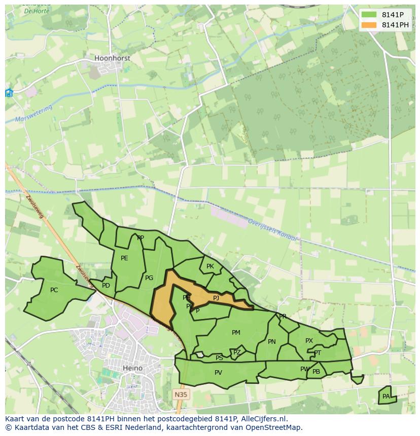 Afbeelding van het postcodegebied 8141 PH op de kaart.