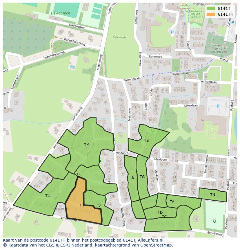 Afbeelding van het postcodegebied 8141 TH op de kaart.