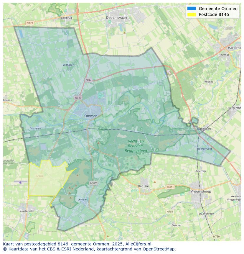 Afbeelding van het postcodegebied 8146 op de kaart.