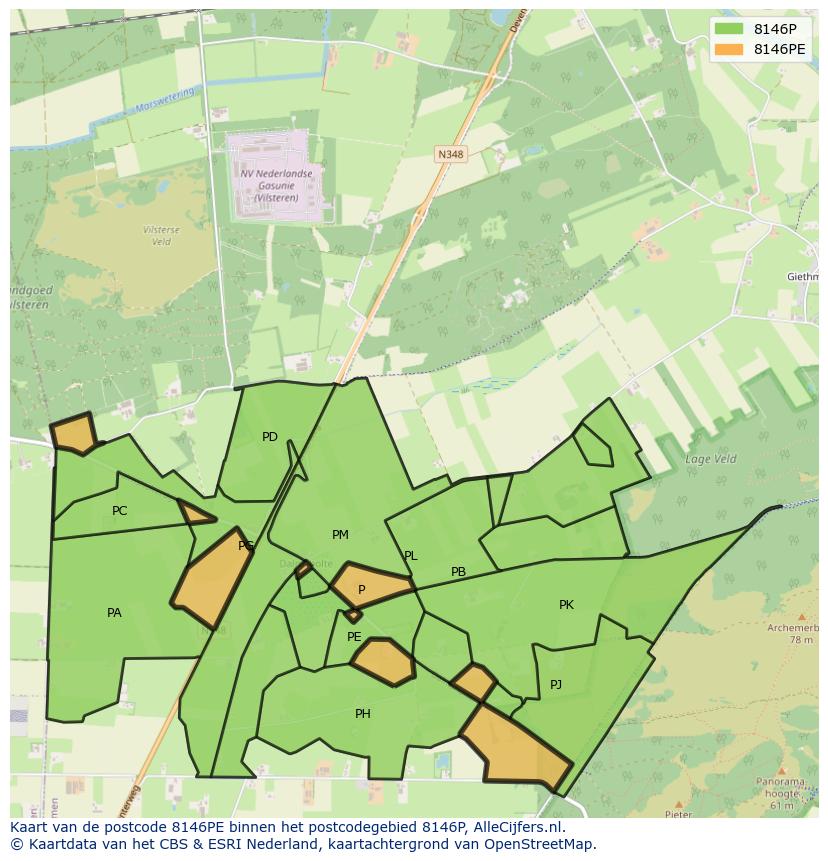 Afbeelding van het postcodegebied 8146 PE op de kaart.
