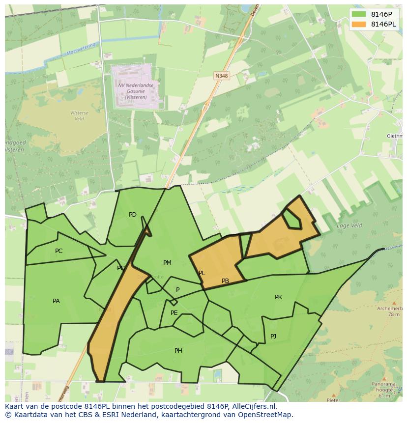 Afbeelding van het postcodegebied 8146 PL op de kaart.