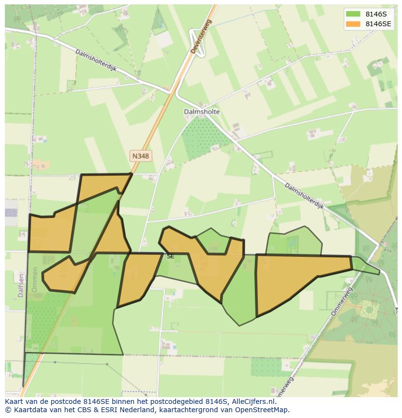 Afbeelding van het postcodegebied 8146 SE op de kaart.
