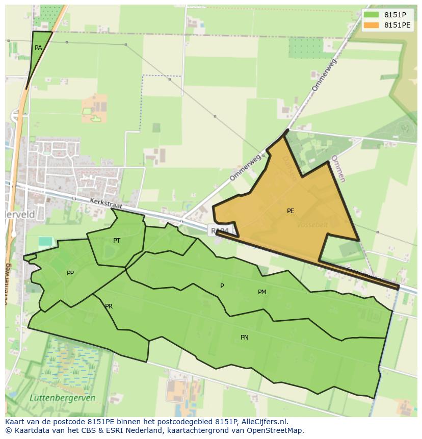 Afbeelding van het postcodegebied 8151 PE op de kaart.