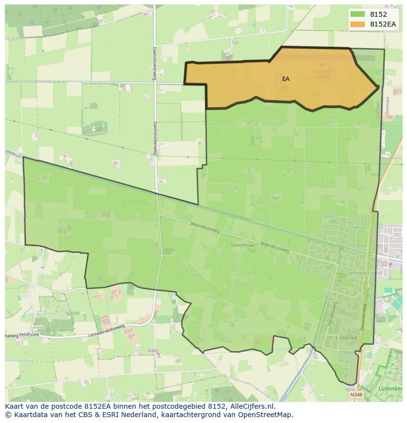 Afbeelding van het postcodegebied 8152 EA op de kaart.
