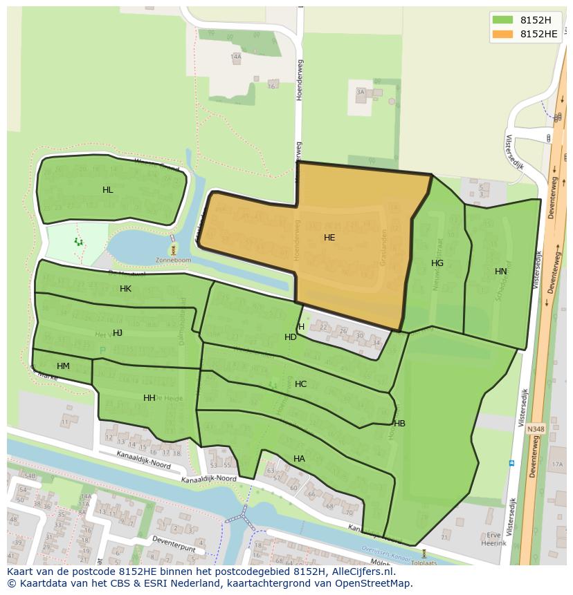 Afbeelding van het postcodegebied 8152 HE op de kaart.