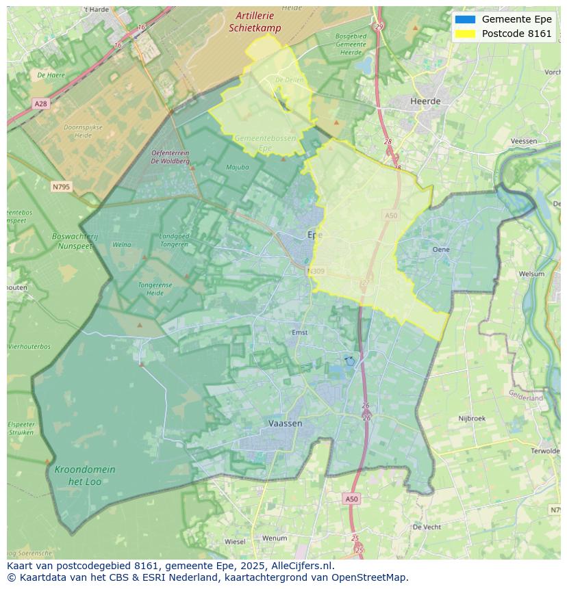 Afbeelding van het postcodegebied 8161 op de kaart.