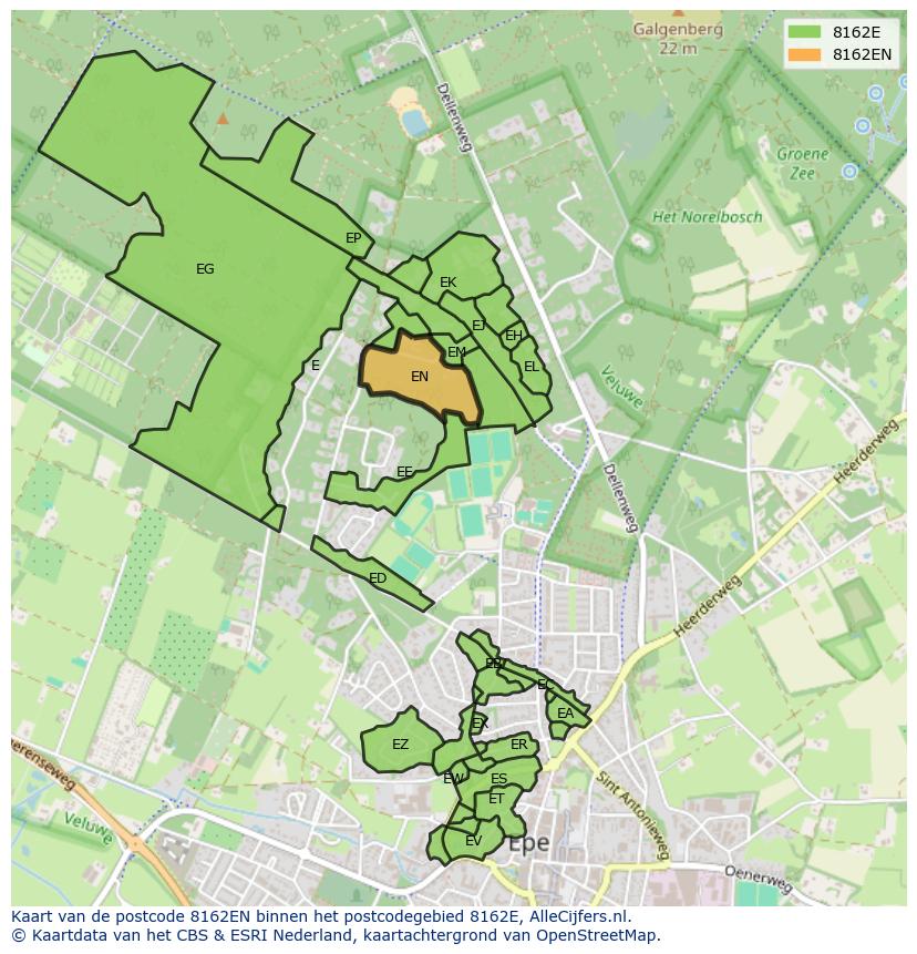 Afbeelding van het postcodegebied 8162 EN op de kaart.