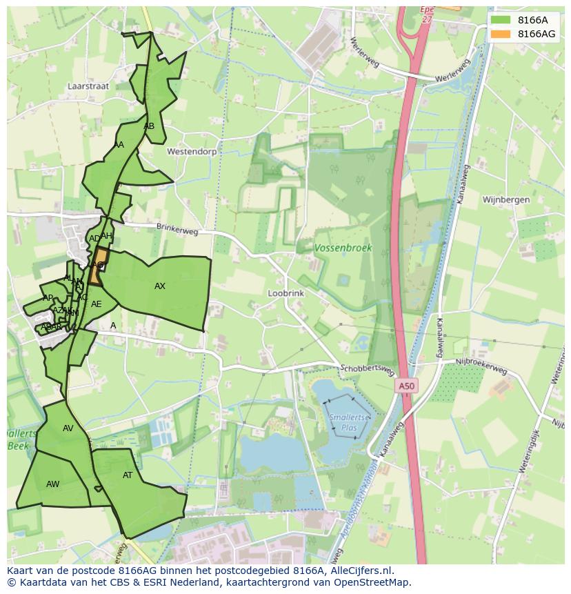 Afbeelding van het postcodegebied 8166 AG op de kaart.