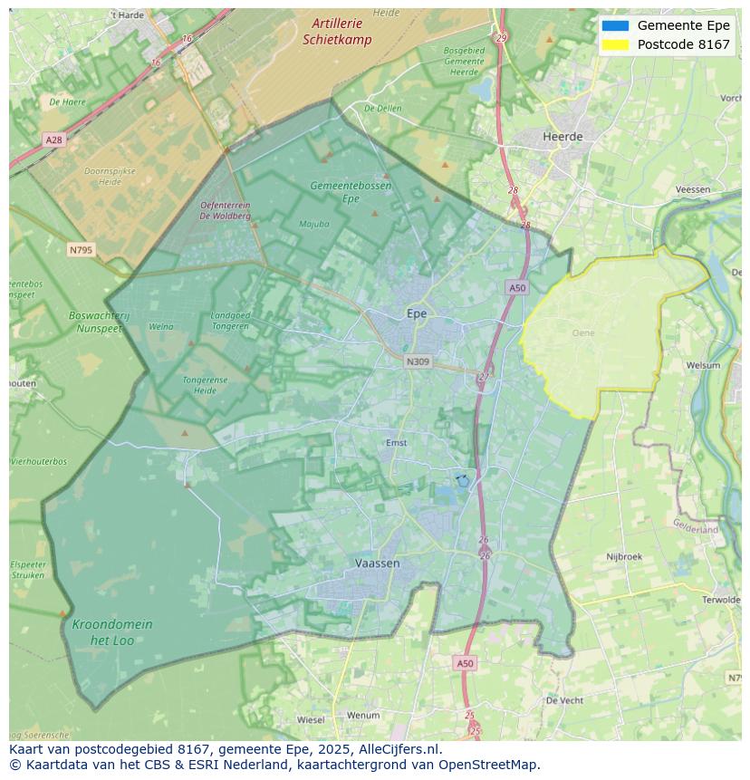 Afbeelding van het postcodegebied 8167 op de kaart.