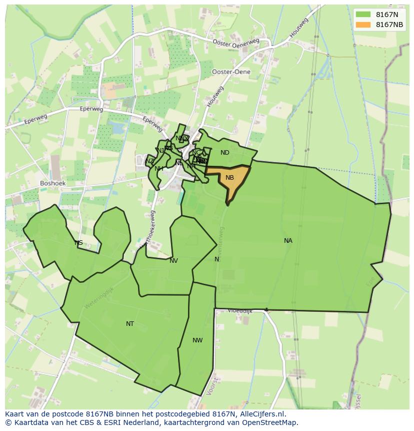 Afbeelding van het postcodegebied 8167 NB op de kaart.
