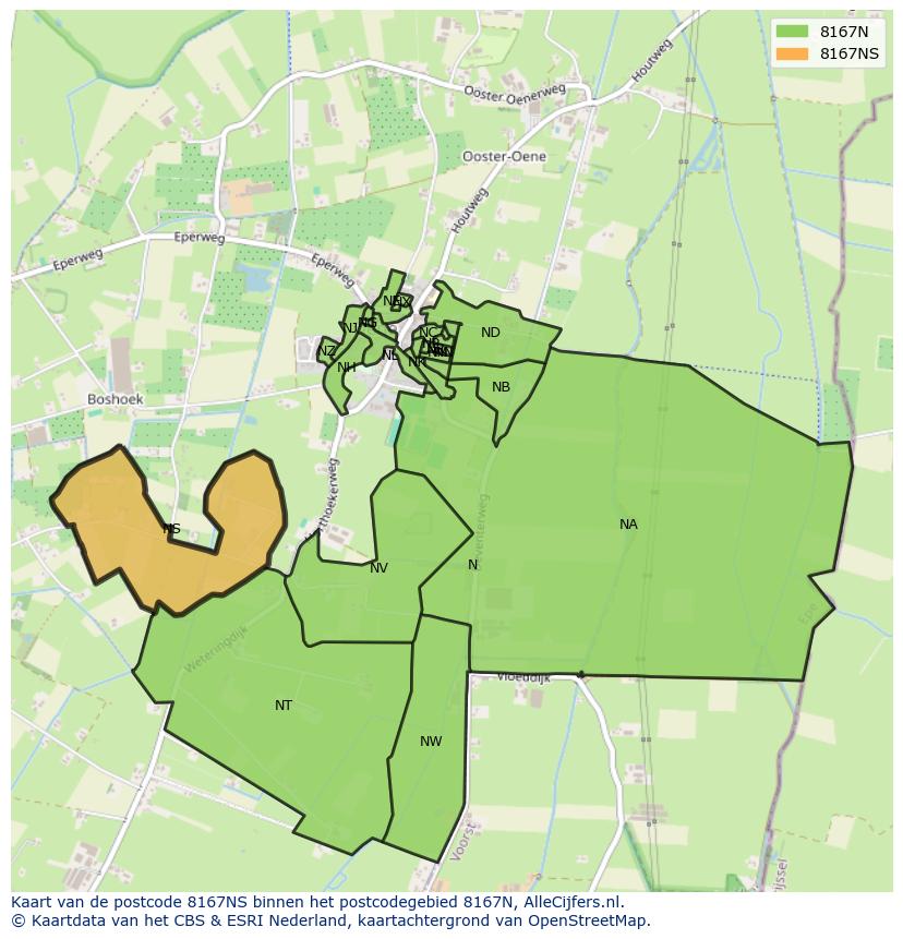 Afbeelding van het postcodegebied 8167 NS op de kaart.