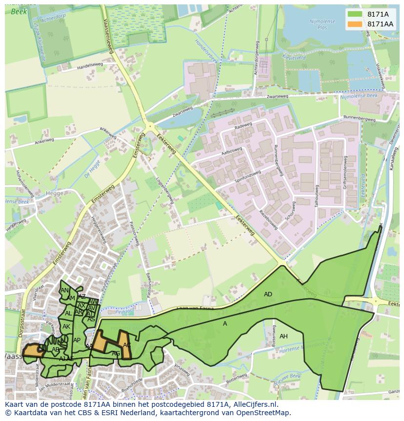 Afbeelding van het postcodegebied 8171 AA op de kaart.