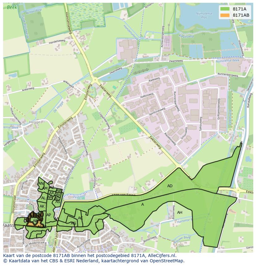 Afbeelding van het postcodegebied 8171 AB op de kaart.