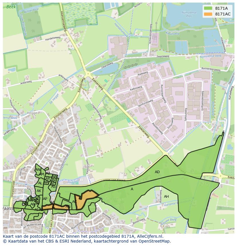 Afbeelding van het postcodegebied 8171 AC op de kaart.