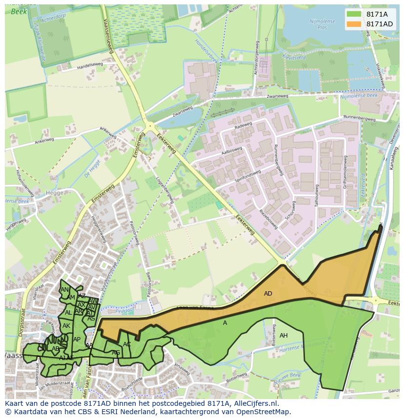 Afbeelding van het postcodegebied 8171 AD op de kaart.