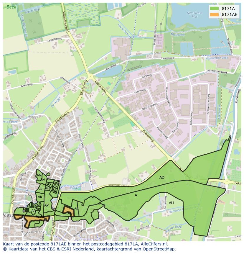 Afbeelding van het postcodegebied 8171 AE op de kaart.