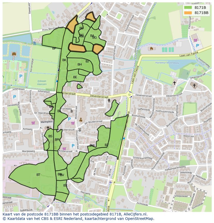 Afbeelding van het postcodegebied 8171 BB op de kaart.