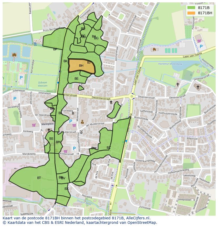 Afbeelding van het postcodegebied 8171 BH op de kaart.