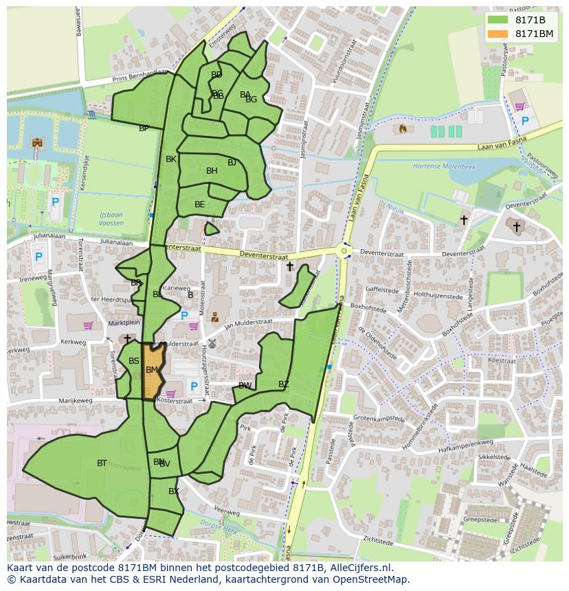 Afbeelding van het postcodegebied 8171 BM op de kaart.