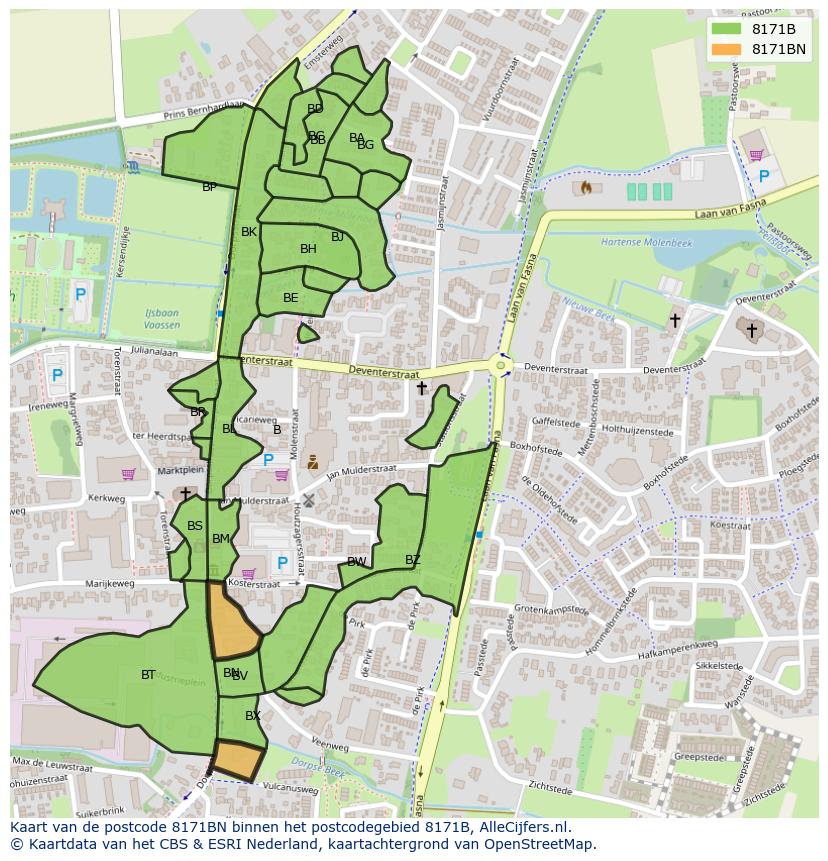 Afbeelding van het postcodegebied 8171 BN op de kaart.