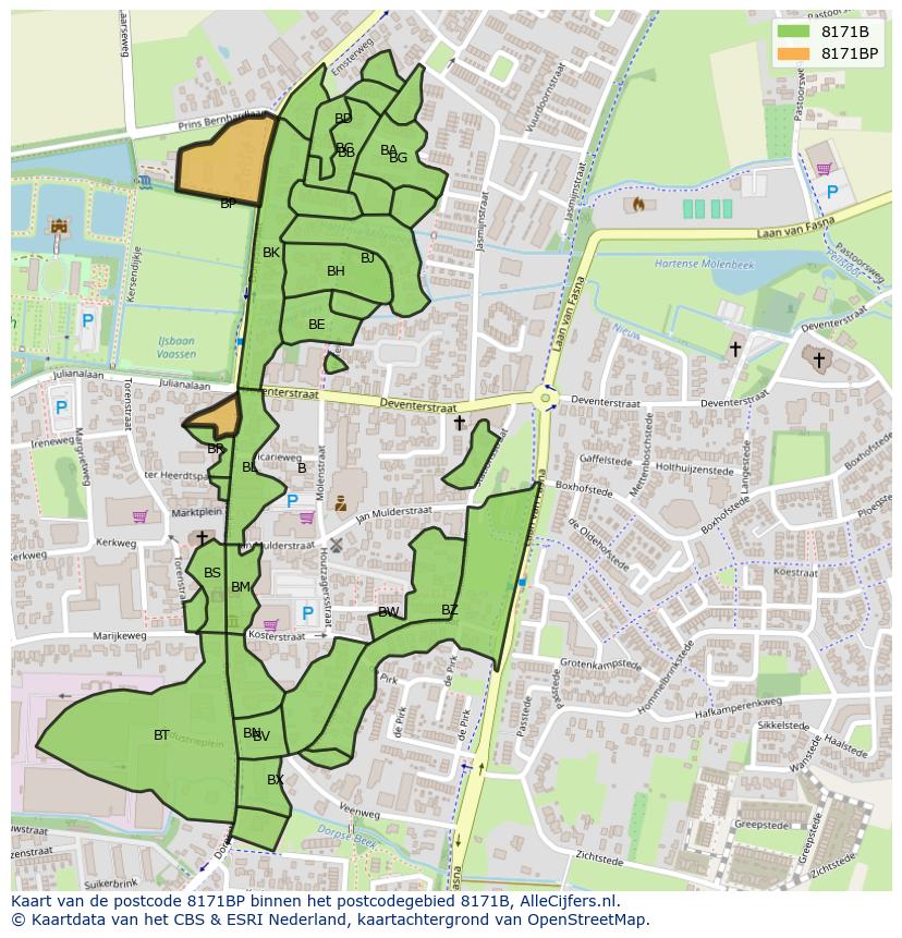 Afbeelding van het postcodegebied 8171 BP op de kaart.