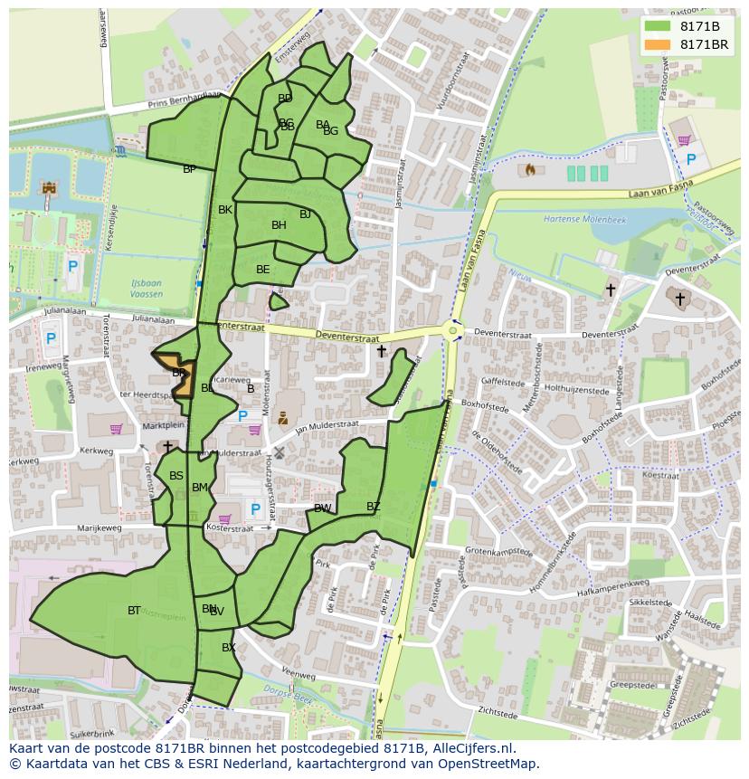 Afbeelding van het postcodegebied 8171 BR op de kaart.