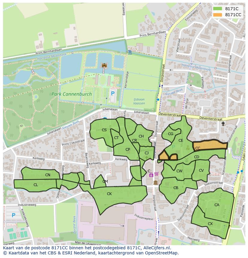 Afbeelding van het postcodegebied 8171 CC op de kaart.