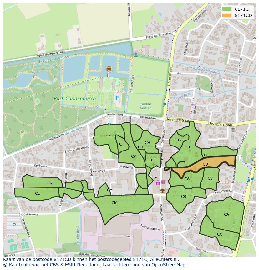 Afbeelding van het postcodegebied 8171 CD op de kaart.
