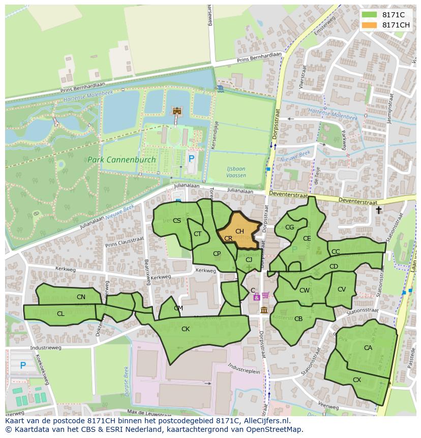 Afbeelding van het postcodegebied 8171 CH op de kaart.