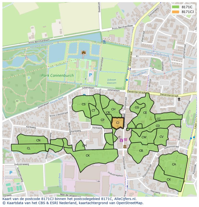 Afbeelding van het postcodegebied 8171 CJ op de kaart.