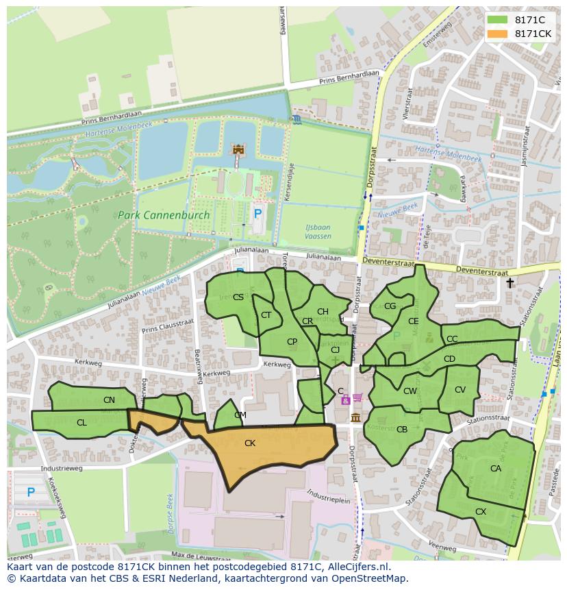 Afbeelding van het postcodegebied 8171 CK op de kaart.