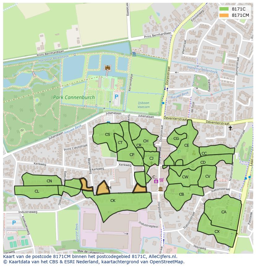 Afbeelding van het postcodegebied 8171 CM op de kaart.