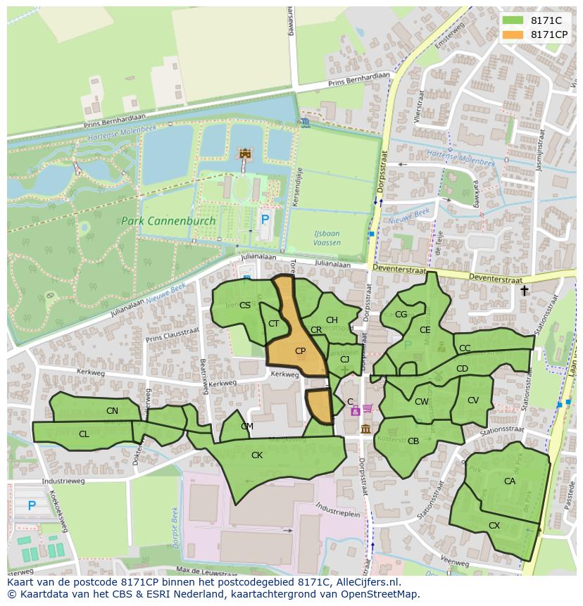 Afbeelding van het postcodegebied 8171 CP op de kaart.