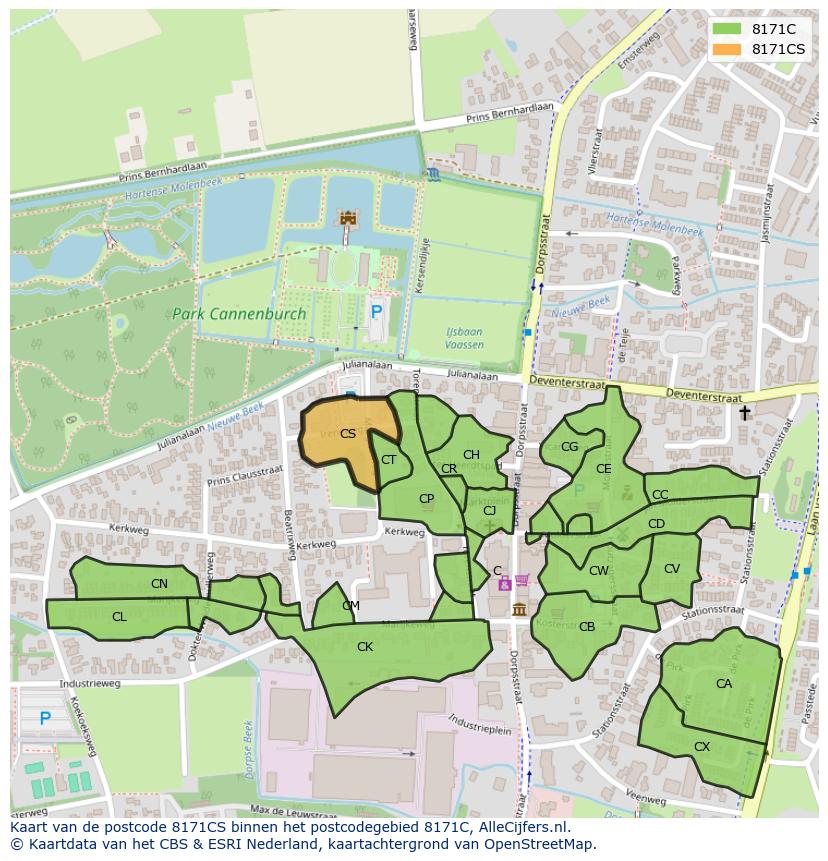 Afbeelding van het postcodegebied 8171 CS op de kaart.