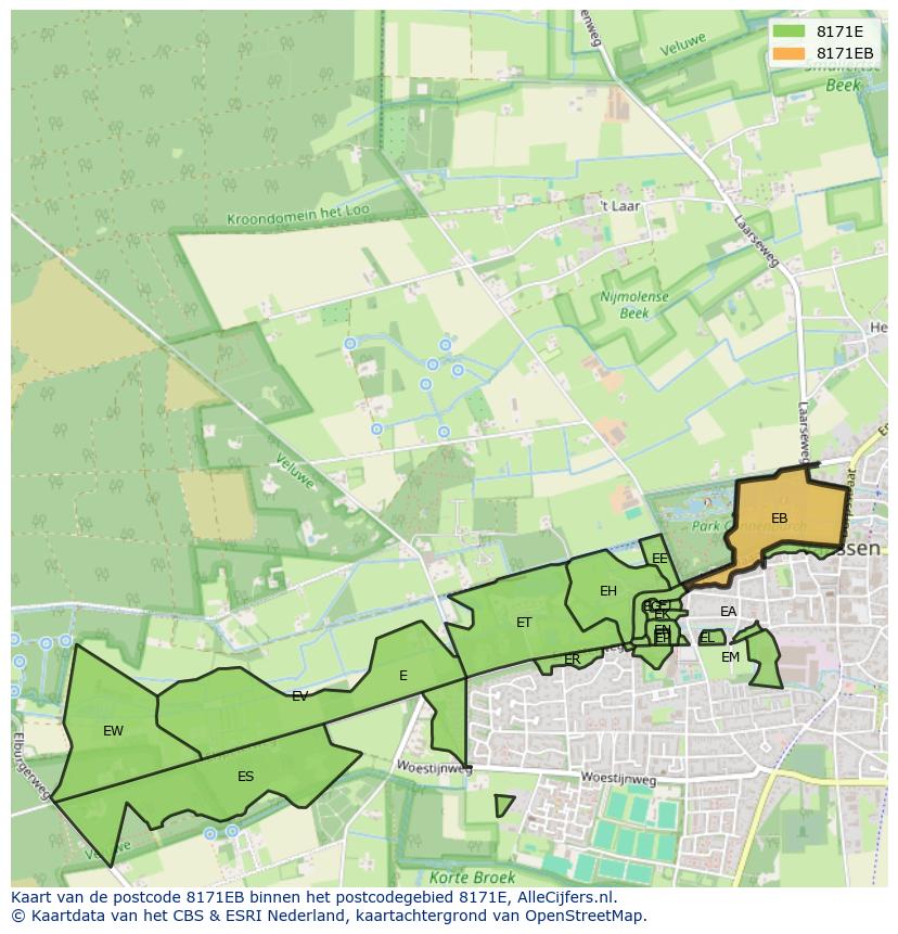 Afbeelding van het postcodegebied 8171 EB op de kaart.