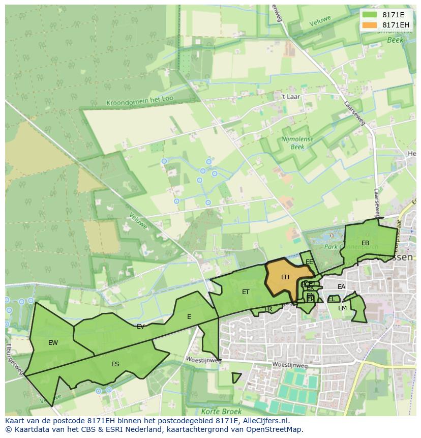 Afbeelding van het postcodegebied 8171 EH op de kaart.