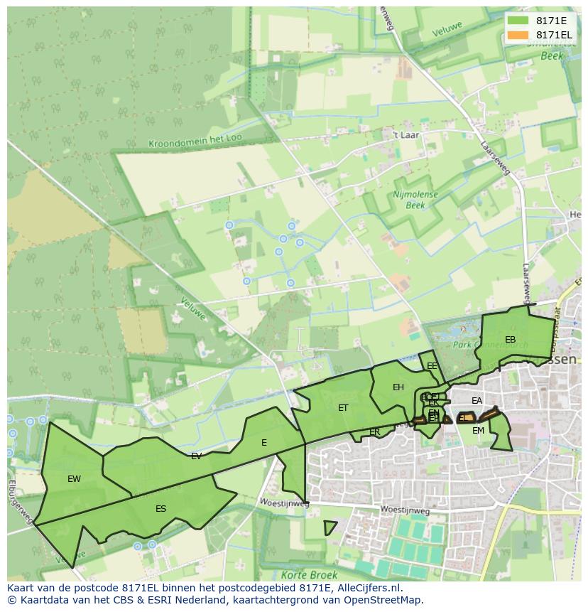 Afbeelding van het postcodegebied 8171 EL op de kaart.