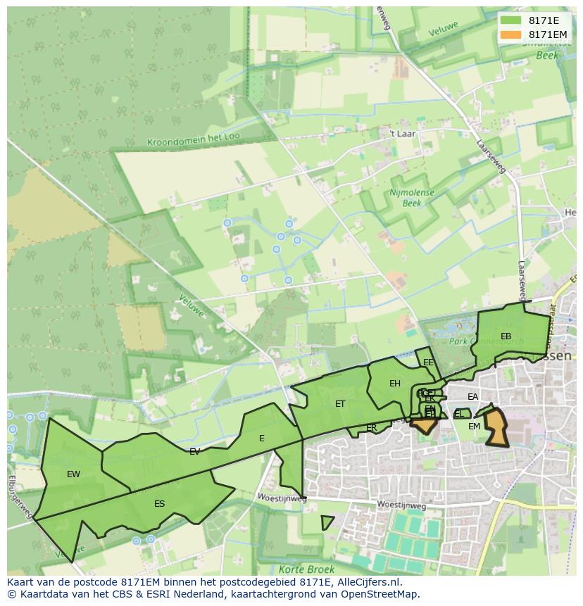Afbeelding van het postcodegebied 8171 EM op de kaart.