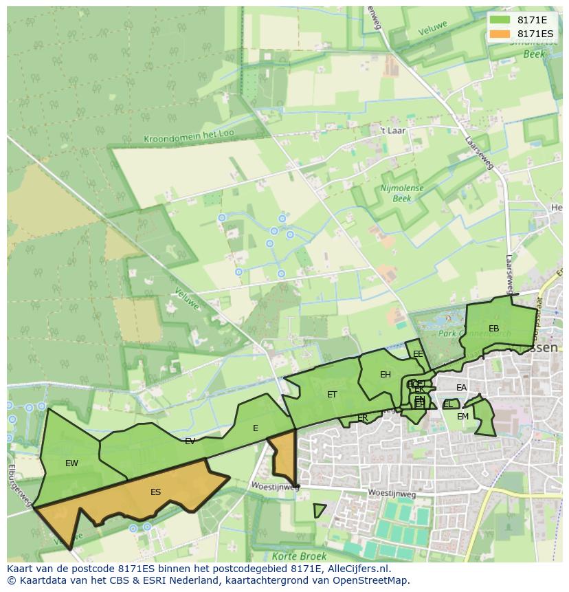 Afbeelding van het postcodegebied 8171 ES op de kaart.