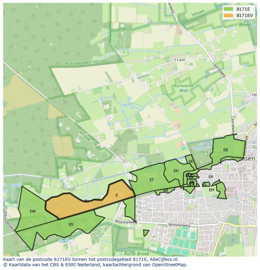 Afbeelding van het postcodegebied 8171 EV op de kaart.