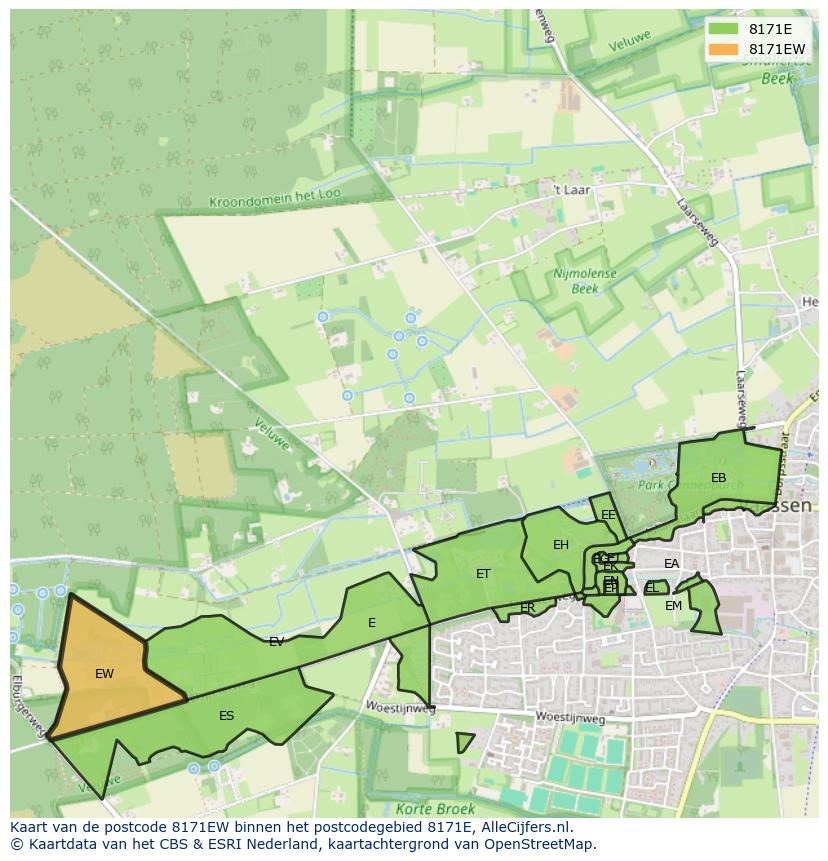 Afbeelding van het postcodegebied 8171 EW op de kaart.