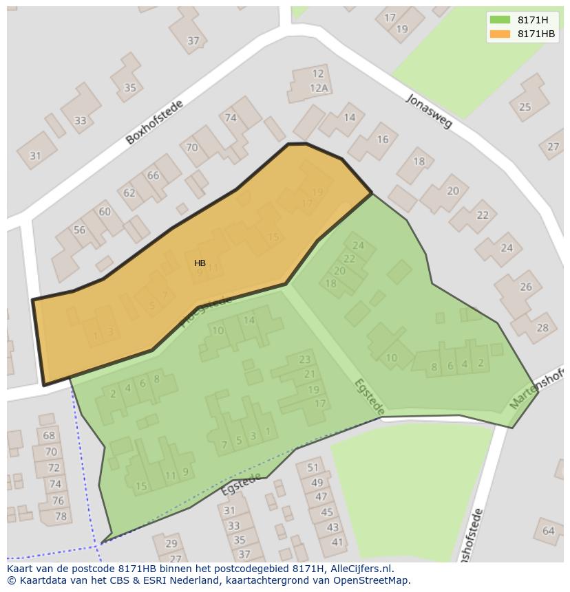 Afbeelding van het postcodegebied 8171 HB op de kaart.
