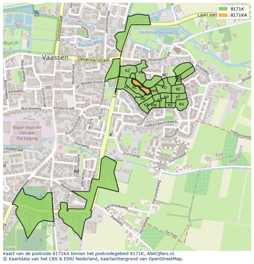 Afbeelding van het postcodegebied 8171 KA op de kaart.