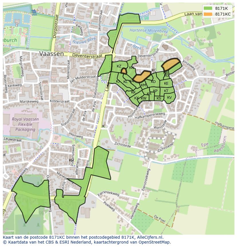 Afbeelding van het postcodegebied 8171 KC op de kaart.