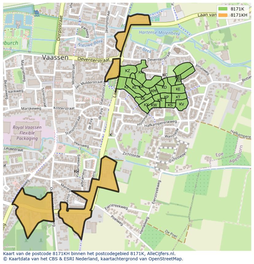 Afbeelding van het postcodegebied 8171 KH op de kaart.