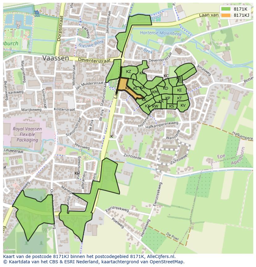 Afbeelding van het postcodegebied 8171 KJ op de kaart.